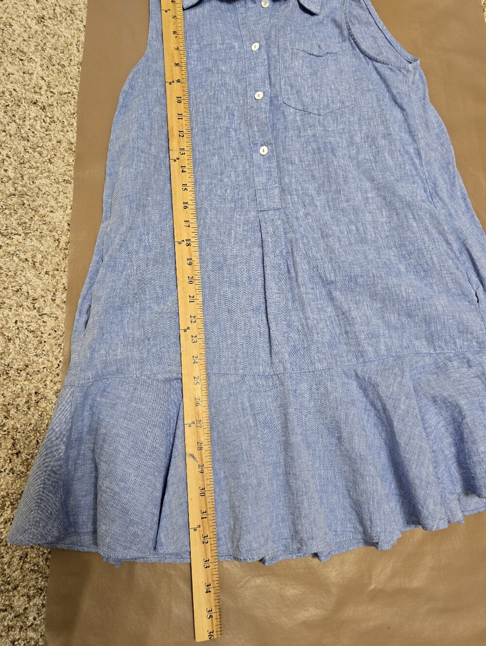 Tuckernuck Chambray Sleeveless Callahan Shirt Dress Sz M Blue Cotton Linen - Picture 8 of 9